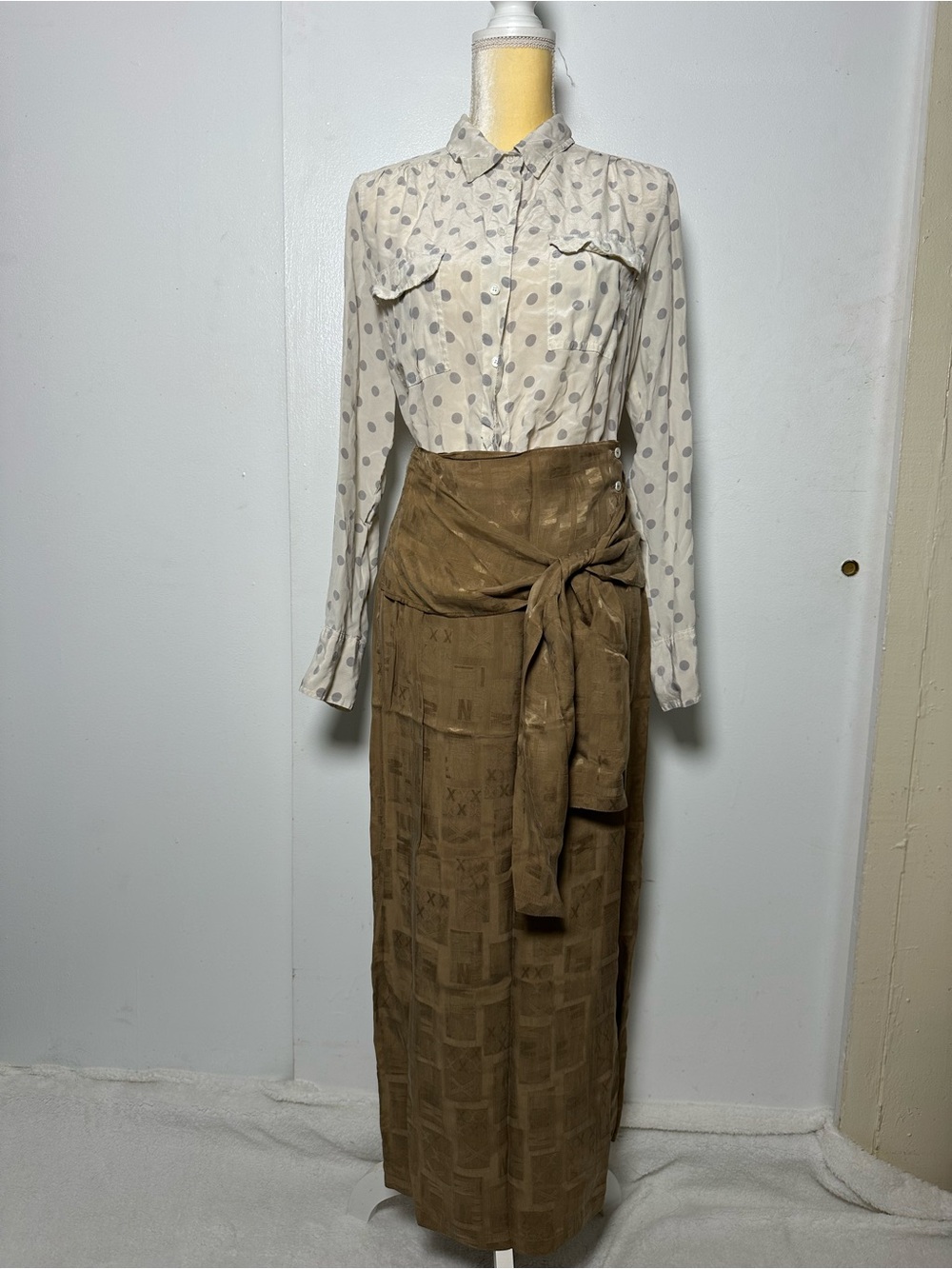 Vintage Joyce Ridings Cupro Wrap Skirt Lagenlook Made in Britain Tag 12 (like S) - Picture 12 of 12